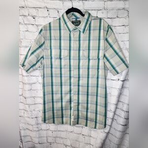 Woolrich Men's Plaid Cotton Blend Snap Short Sleeve Button Down Shirt Size Large